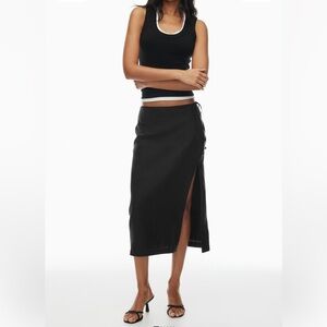 NWT Aritzia Wilfred Black Linen Elixir Midi Skirt- size 0